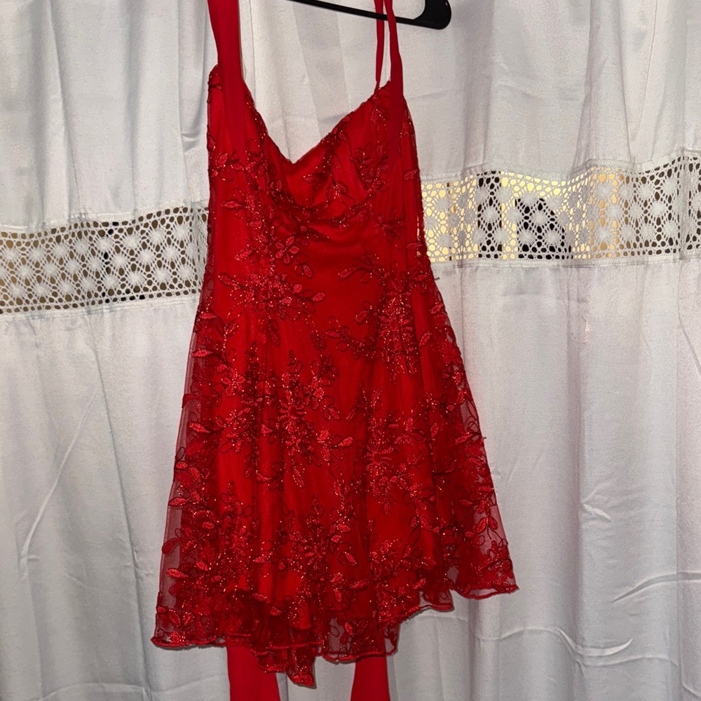 Lucy in the Sky Vibrant Red Floral Dress